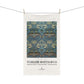 Tea towel with decorative pattern and 'William Morris & Co' branding on a white background