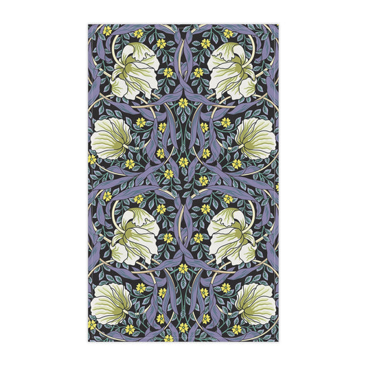 A kitchen tea towel with a floral pattern inspired by William Morris - Pimpernel Collection in lavender colour.