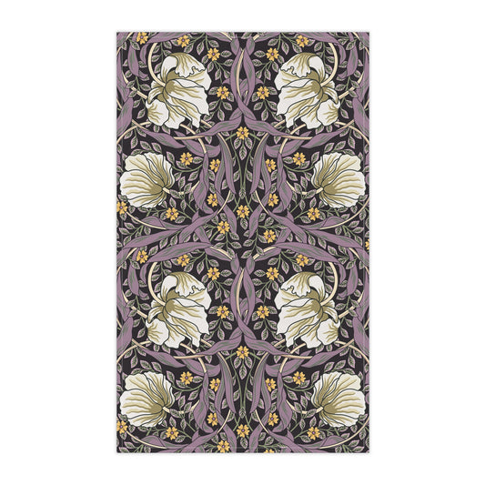 A kitchen tea towel with a floral pattern inspired by William Morris - Pimpernel Collection in a rosewood colour.
