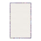 A kitchen tea towel featuring a repeating pattern of seaweed and pink flowers on a purple background.