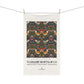 Kitchen Tea Towel designed by William Morris & Co in a red, blue, green and yellow floral pattern called Strawberry Thief Collection - Art Print on a Tea Towel