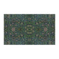 A kitchen tea towel with a green and violet floral pattern inspired by William Morris - Violet and Columbine Collection.