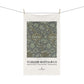 Tea towel with floral pattern and 'William Morris & Co' branding on a white background