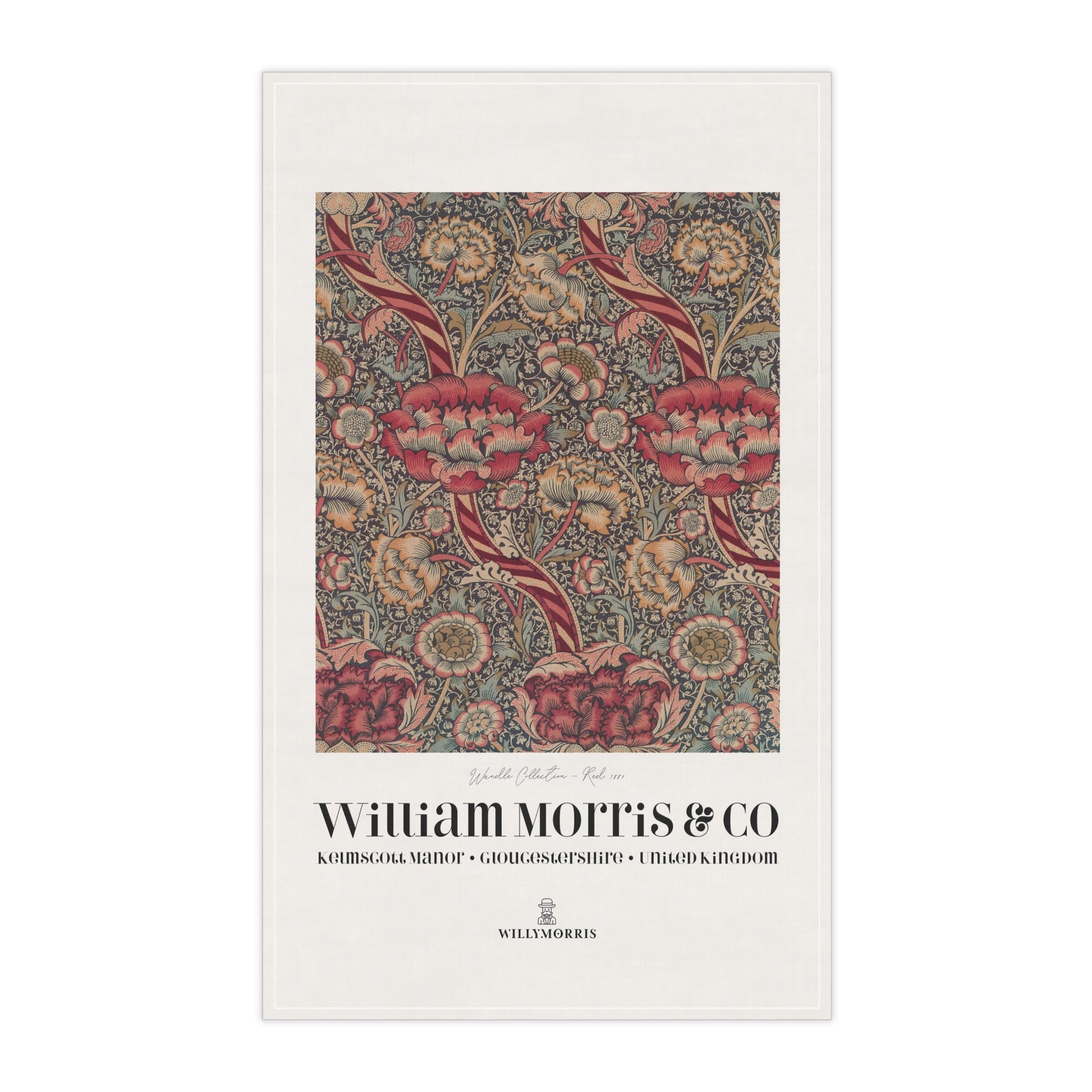 Product packaging with floral pattern and 'William Morris & Co' branding on a white background