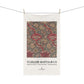 Tea towel with floral pattern and 'William Morris & Co' branding on a white background