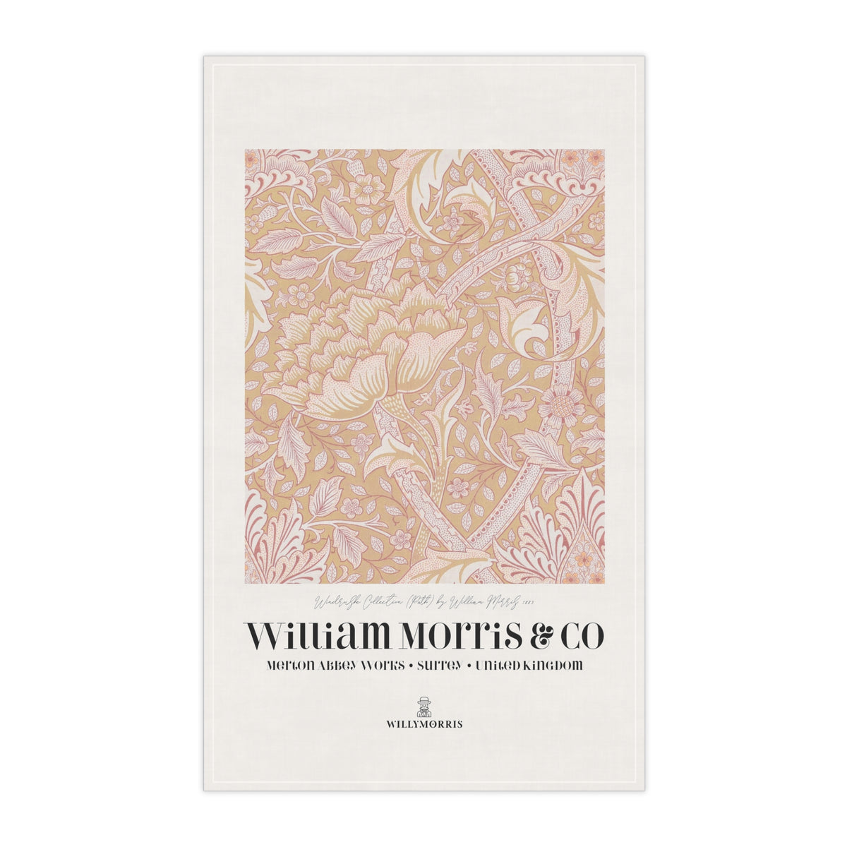 Kitchen Tea Towel designed by William Morris & Co in a orange floral pattern called Windrush Collection (Path) - Art Print on a Tea Towel