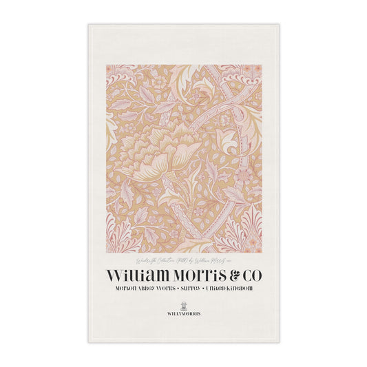Kitchen Tea Towel designed by William Morris & Co in a orange floral pattern called Windrush Collection (Path) - Art Print on a Tea Towel