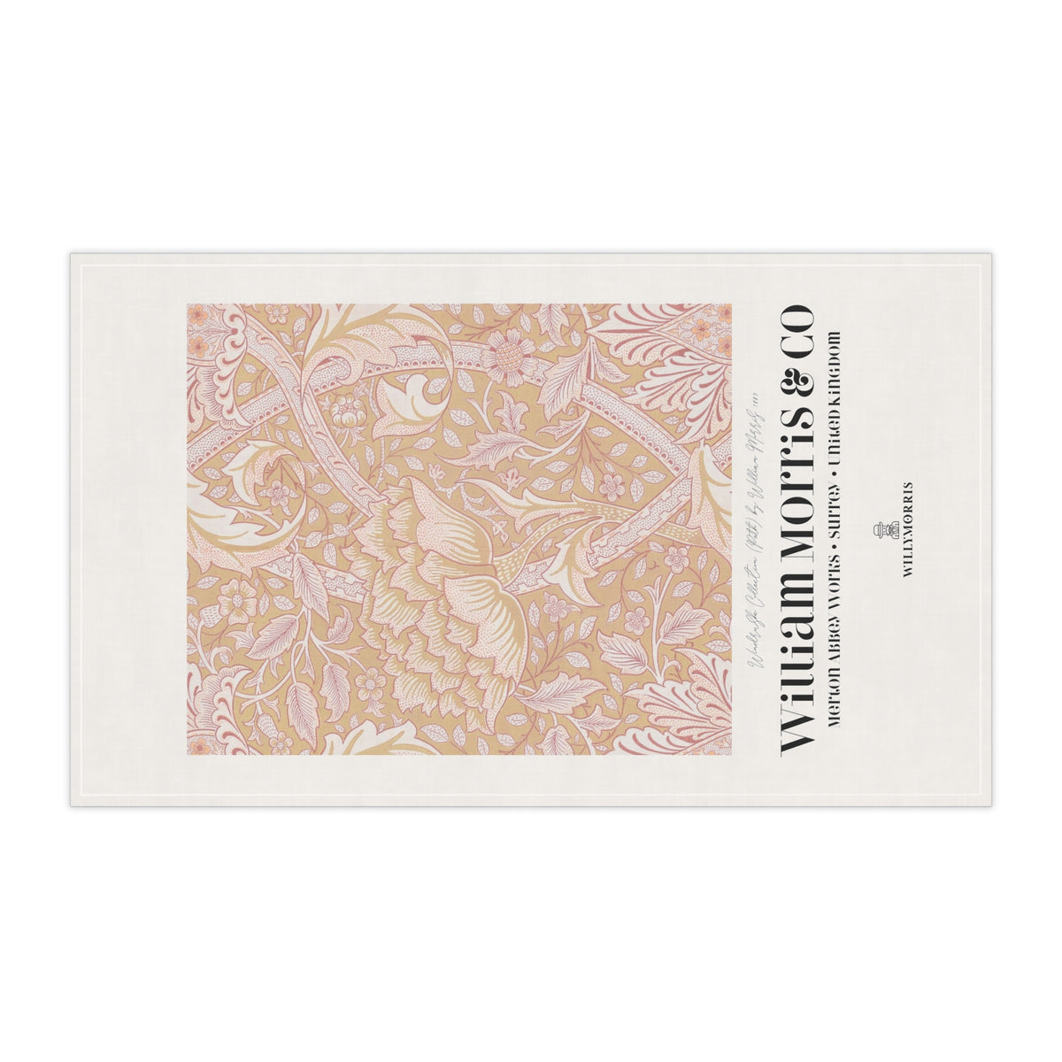 Kitchen Tea Towel designed by William Morris & Co in a orange floral pattern called Windrush Collection (Path) - Art Print on a Tea Towel