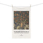 Decorative towel with a tree design and 'William Morris & Co' branding on a white background