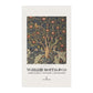 Decorative tea towel with a tree design and 'William Morris & Co' branding on a white background