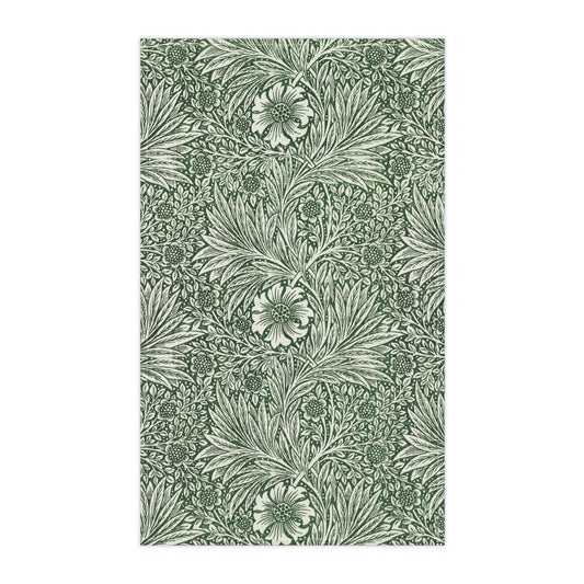 A kitchen tea towel with a green floral pattern inspired by William Morris & Co - Marigold Collection.