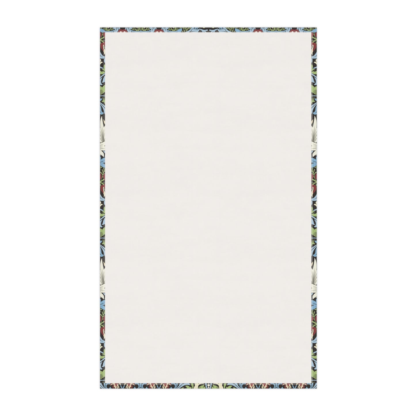 A kitchen tea towel with a floral and geometric pattern inspired by William Morris - Snakeshead Collection.