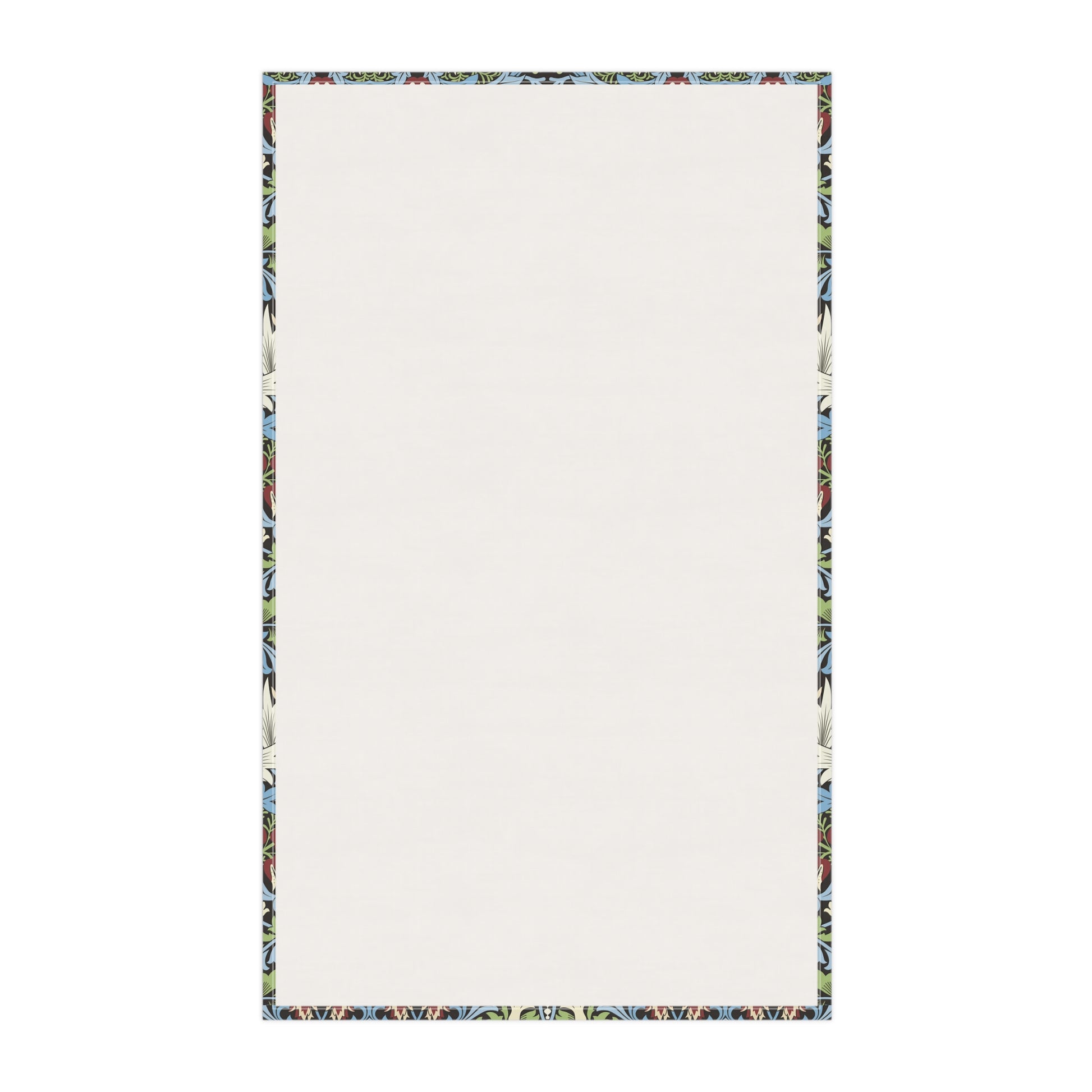 A kitchen tea towel with a floral and geometric pattern inspired by William Morris - Snakeshead Collection.