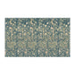 A rectangular kitchen tea towel with a floral and bird pattern in a teal colour inspired by William Morris & Co.