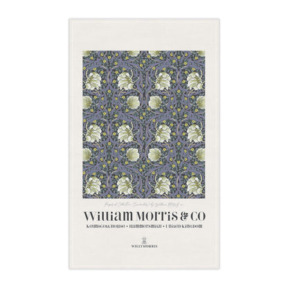 Kitchen Tea Towel designed by William Morris & Co in a purple floral pattern called Pimpernel Collection (Lavender) - Art Print on a Tea Towel