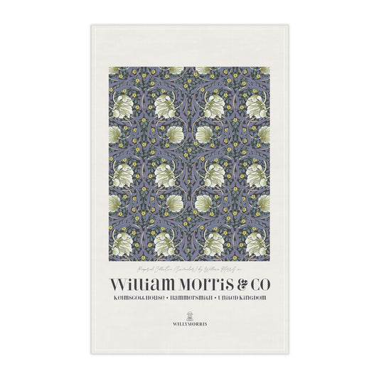 Kitchen Tea Towel designed by William Morris & Co in a purple floral pattern called Pimpernel Collection (Lavender) - Art Print on a Tea Towel