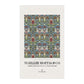 Kitchen Tea Towel designed by William Morris & Co in a red, green, blue and white floral pattern called Snakeshead Collection - Art Print on a Tea Towel