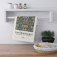 Kitchen Tea Towel designed by William Morris & Co in a red, green, blue and white floral pattern called Snakeshead Collection - Art Print on a Tea Towel