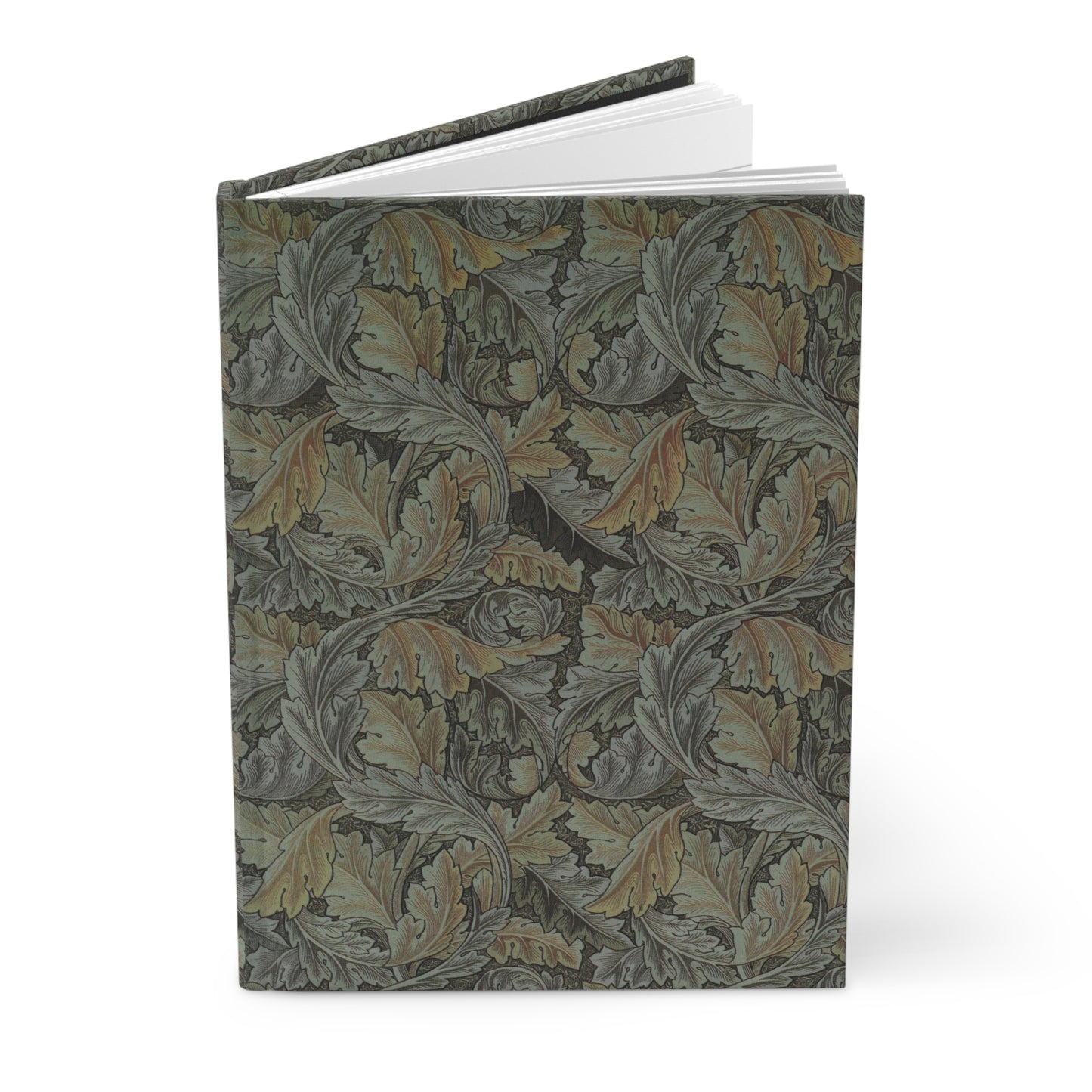Notebook with a decorative leaf pattern on a white background