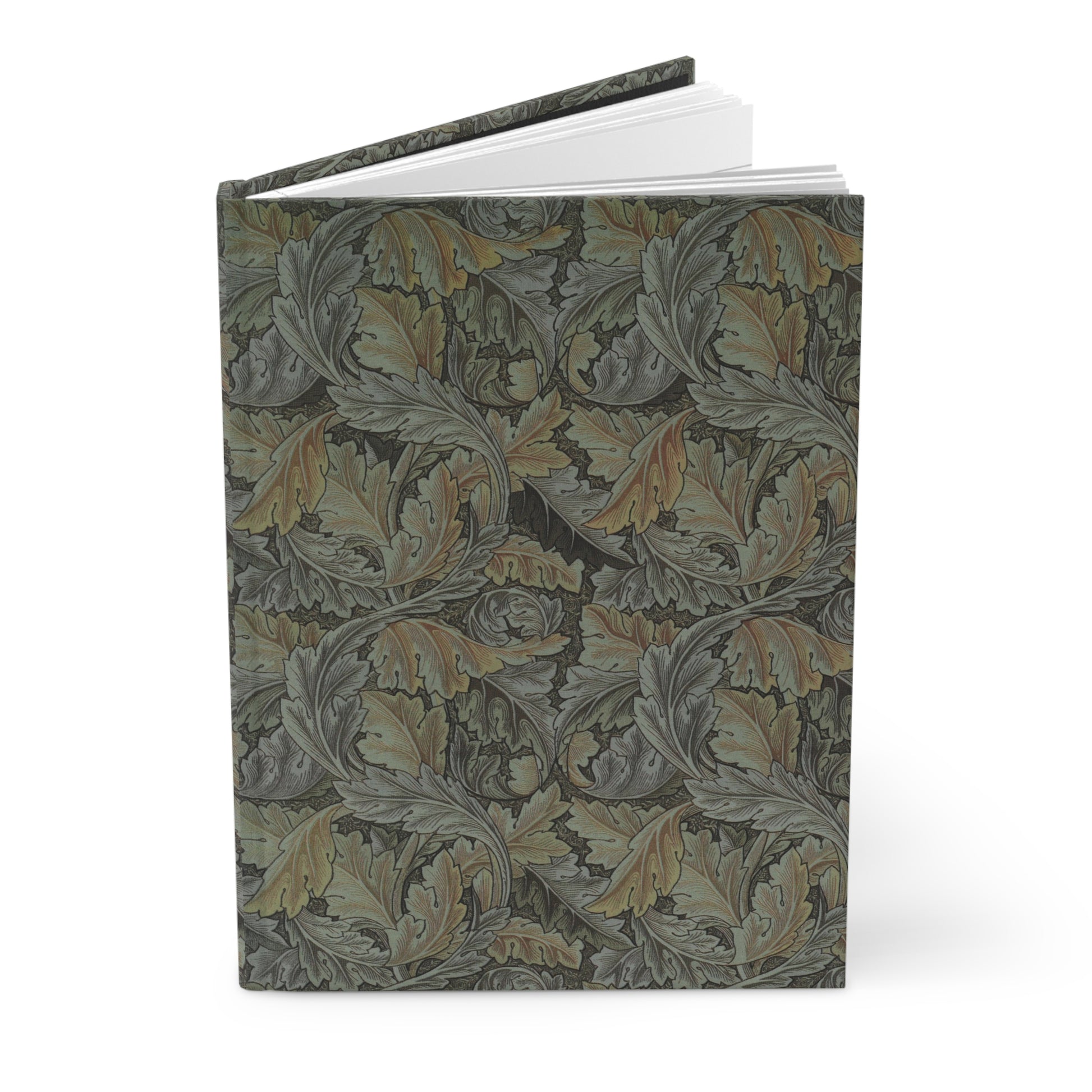 Notebook with a decorative leaf pattern on a white background