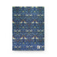 Notebook with a blue floral and bird pattern on a white background