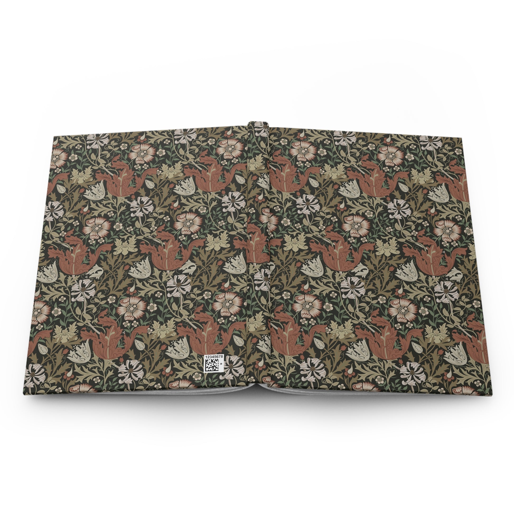 Floral William Morris & Co patterned notebook with fox design on a white background