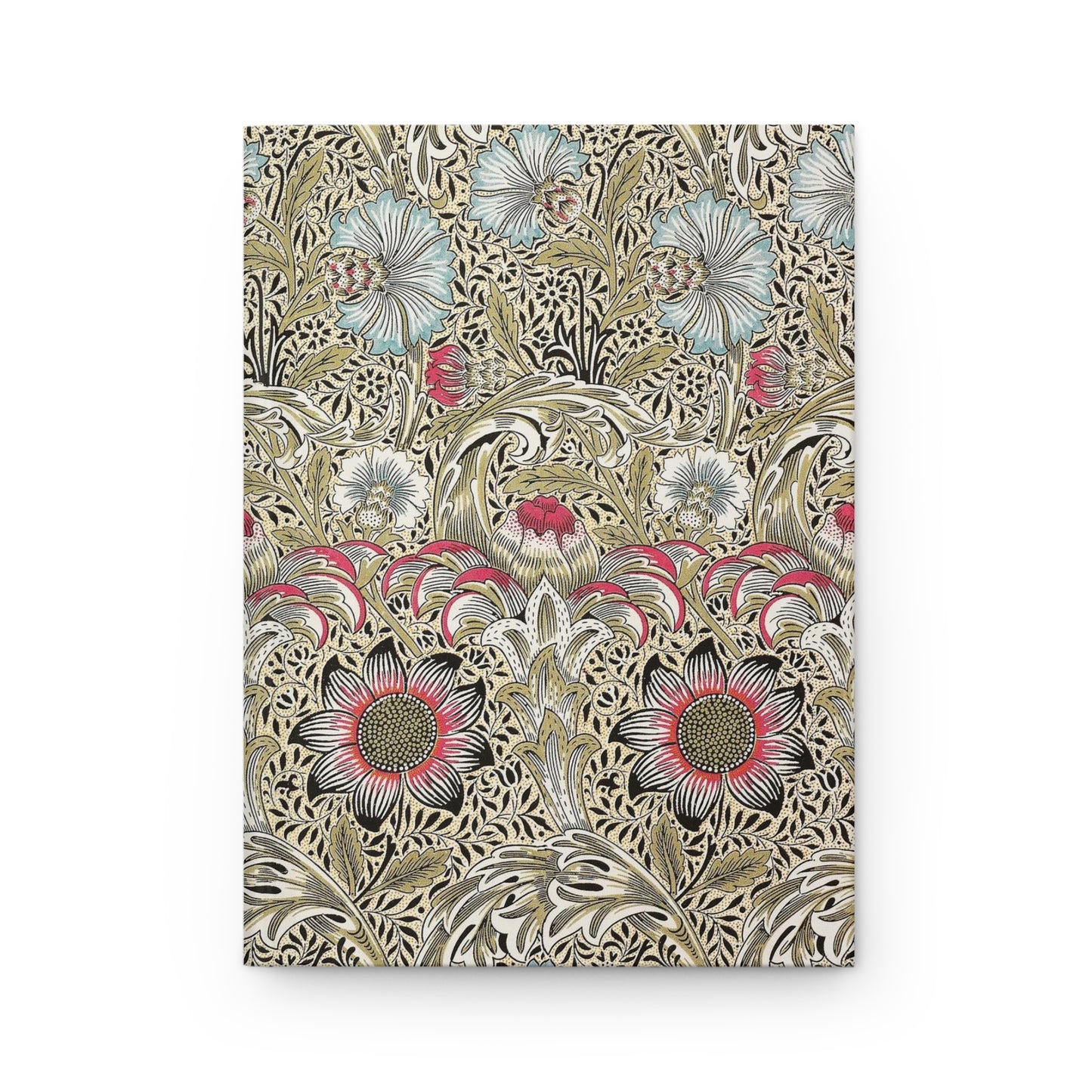 Floral William Morris & Co patterned notebook cover with intricate design on a white background