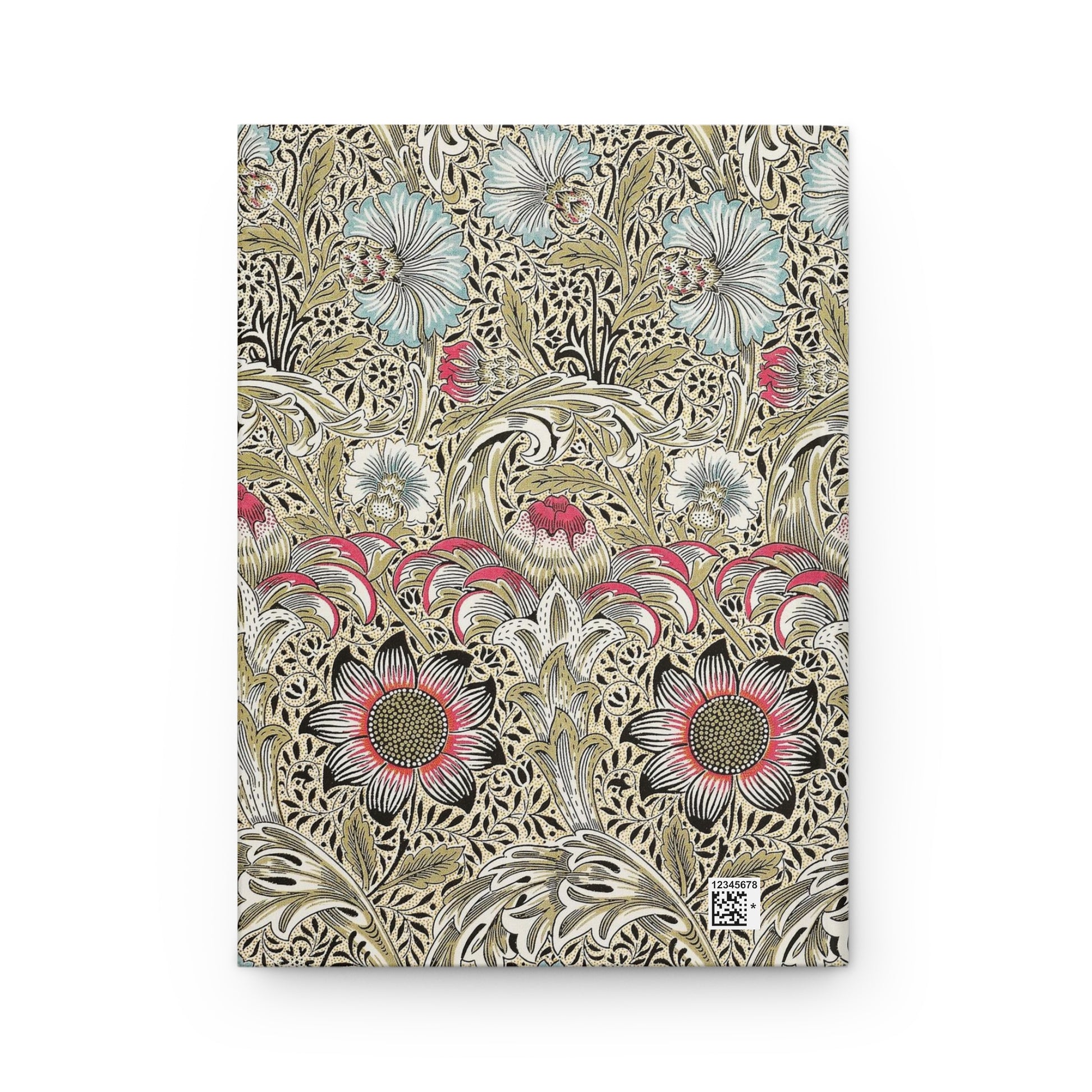 Floral William Morris & Co patterned notebook on a white background