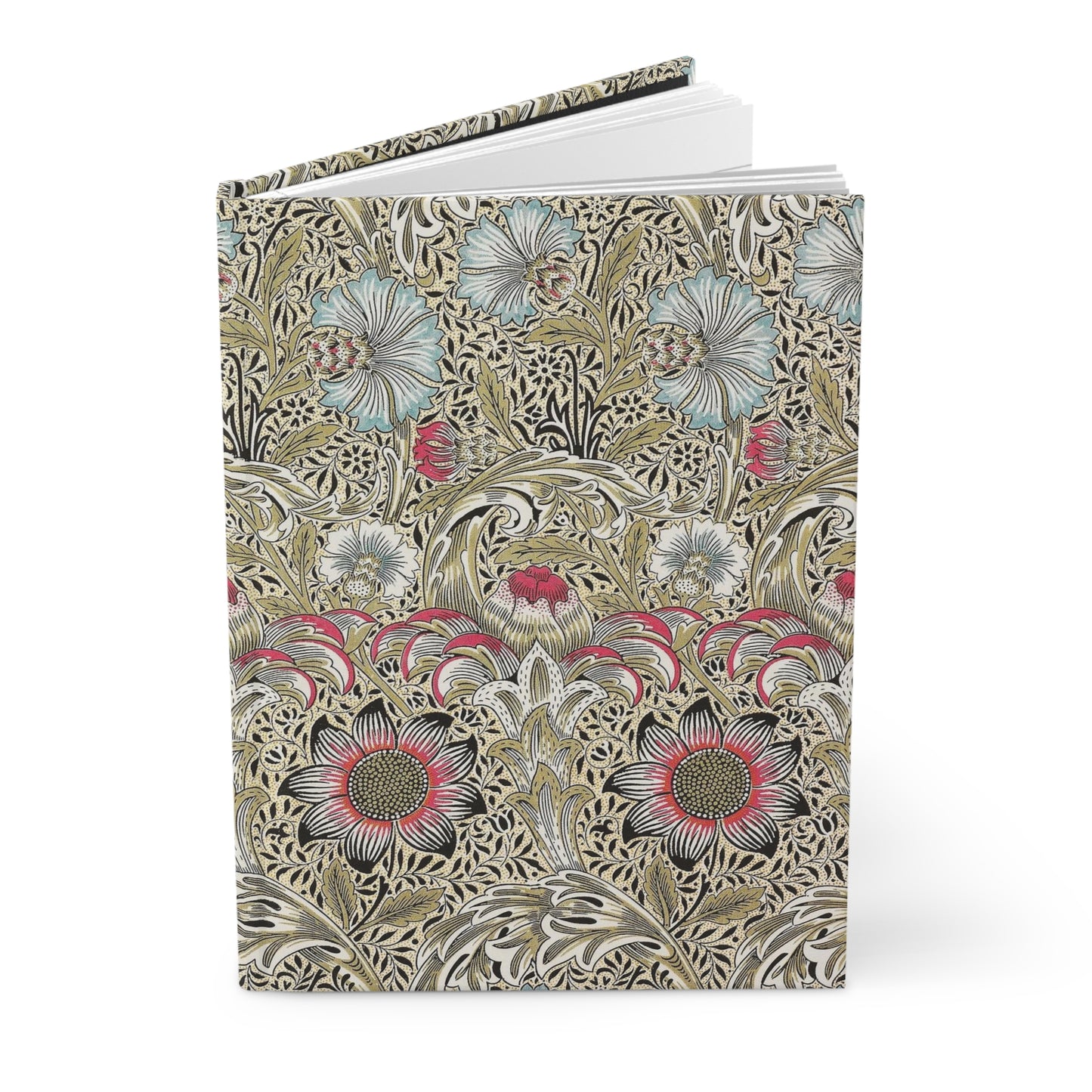 Floral patterned notebook on a white background