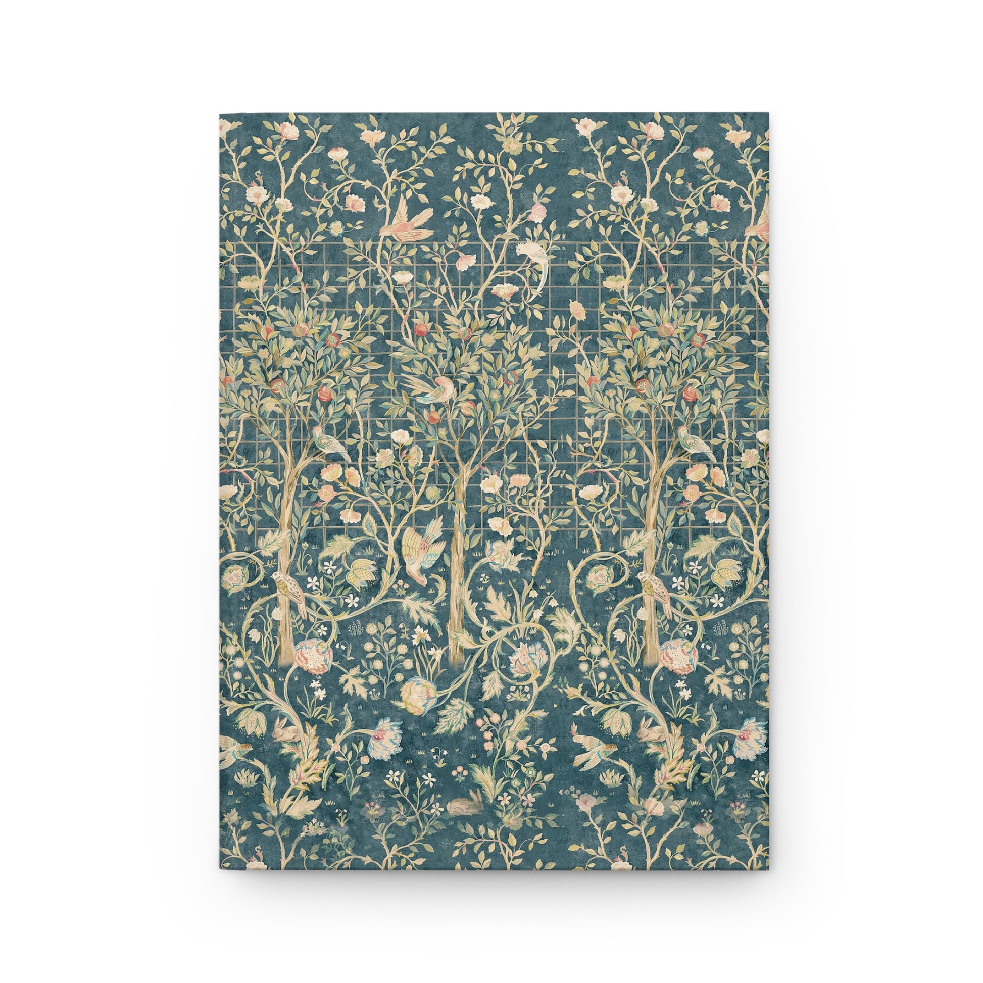 Floral patterned notebook cover on a white background