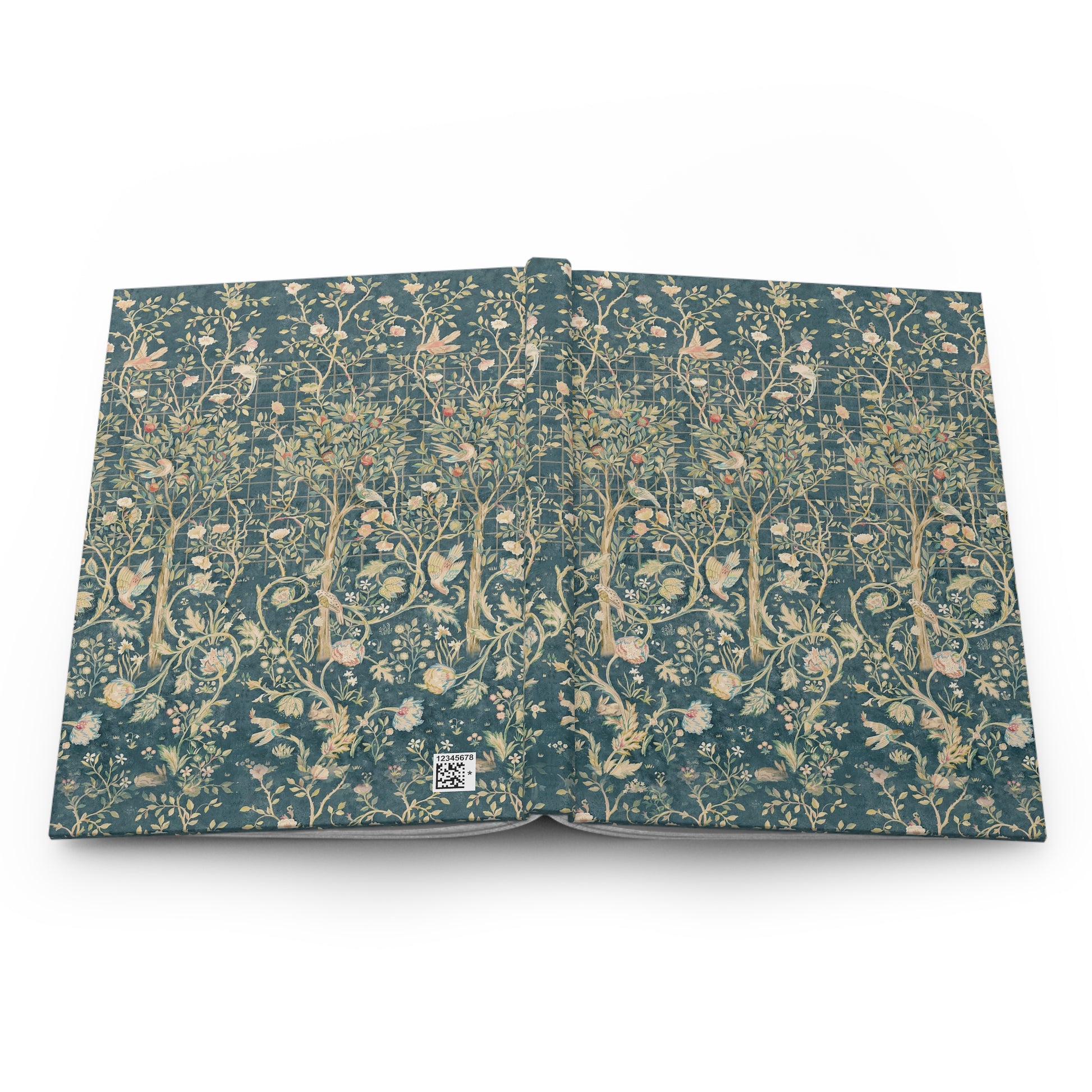 Floral patterned notebook on a white background
