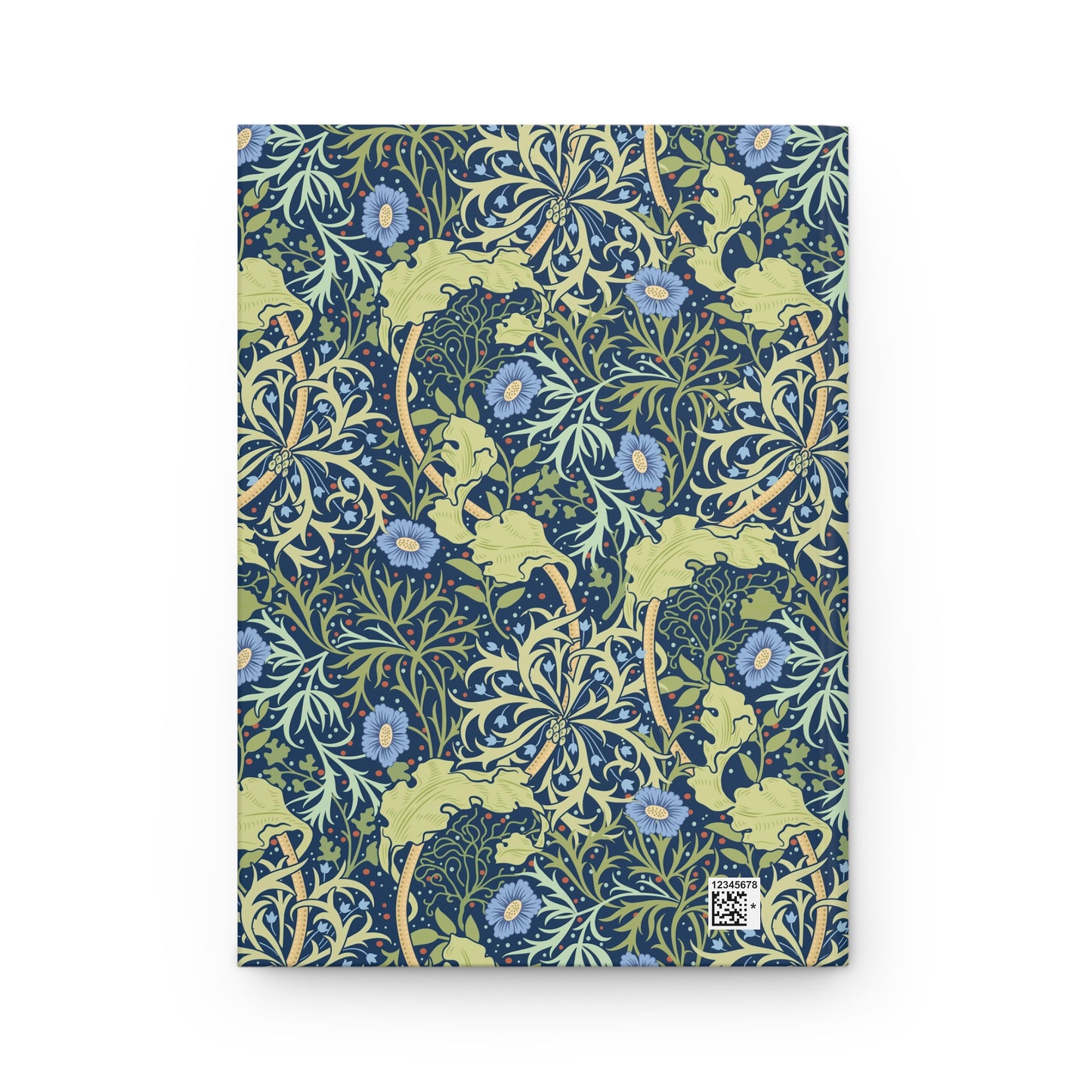 Notebook with William Morris & Co floral pattern on a white background
