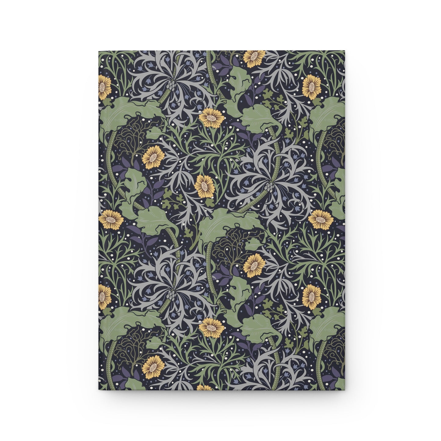 Notebook with a William Morris & Co floral and dragon design on a white background