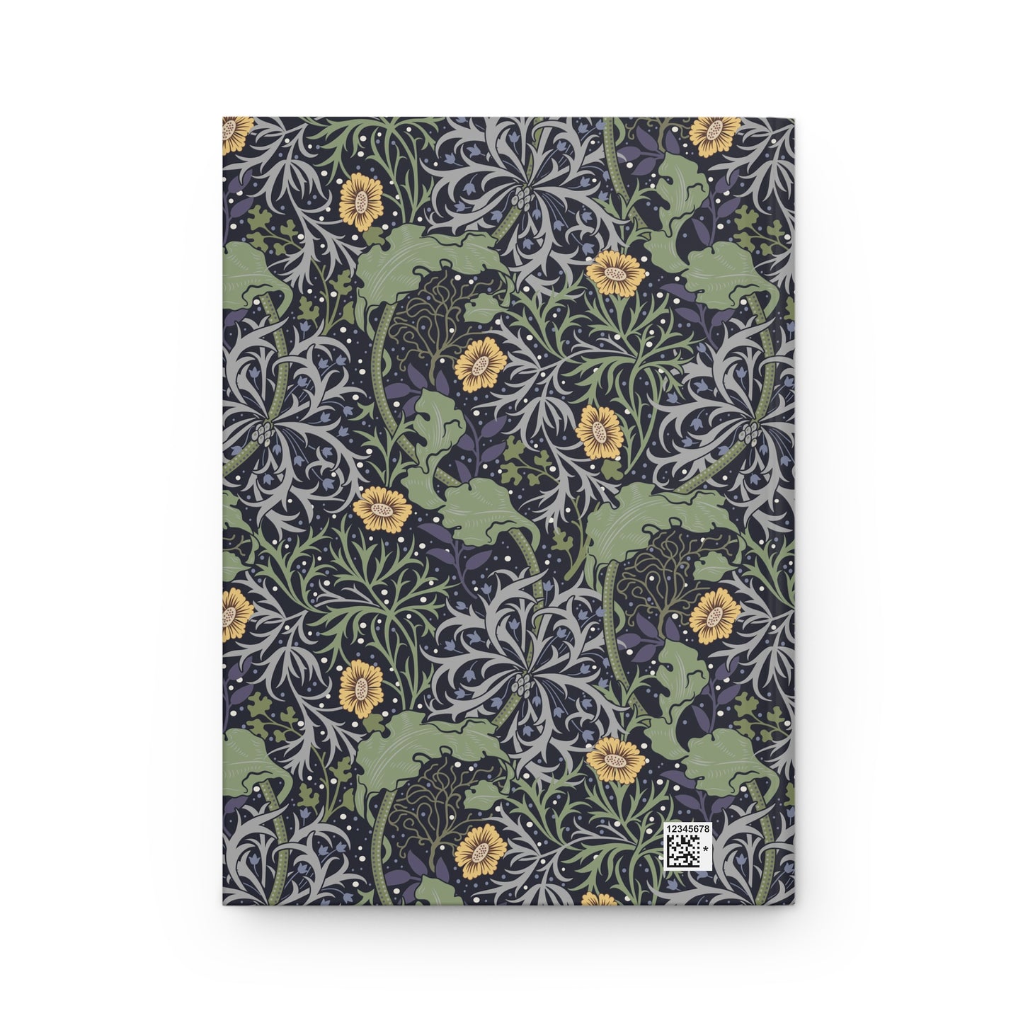 Notebook with William Morris & Co floral pattern on a white background