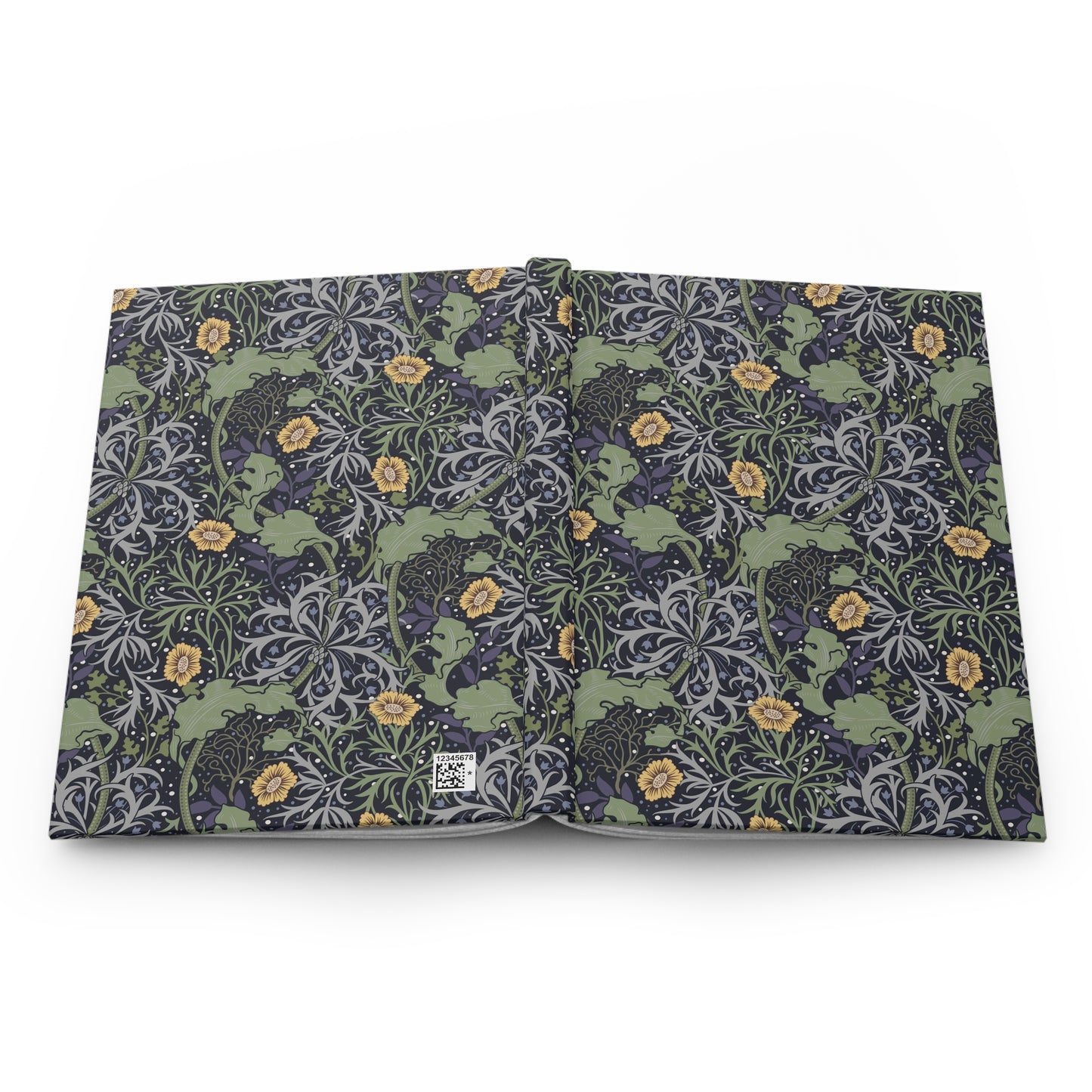 Floral patterned journal with a visible brand logo on a white background