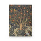 Notebook with a decorative cover featuring birds and fruit trees on a white background