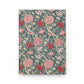 Floral patterned notebook with pink and red flowers on a blue background