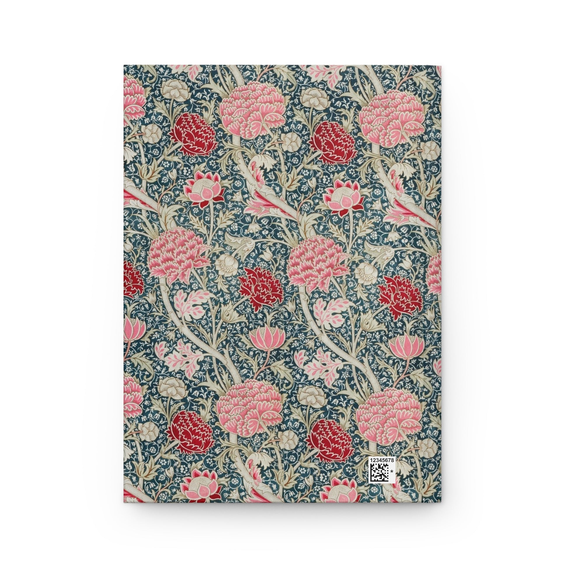 Floral patterned notebook with pink and red flowers on a blue background