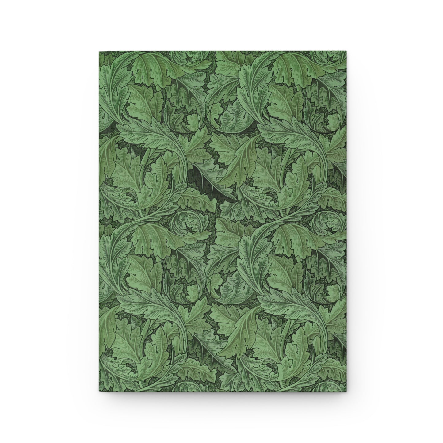 Green leafy patterned notebook on a white background