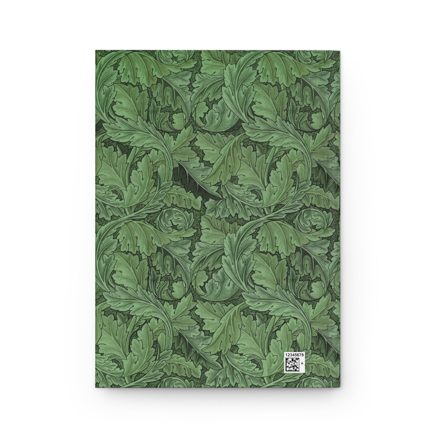 Notebook with green leaf pattern on a white background