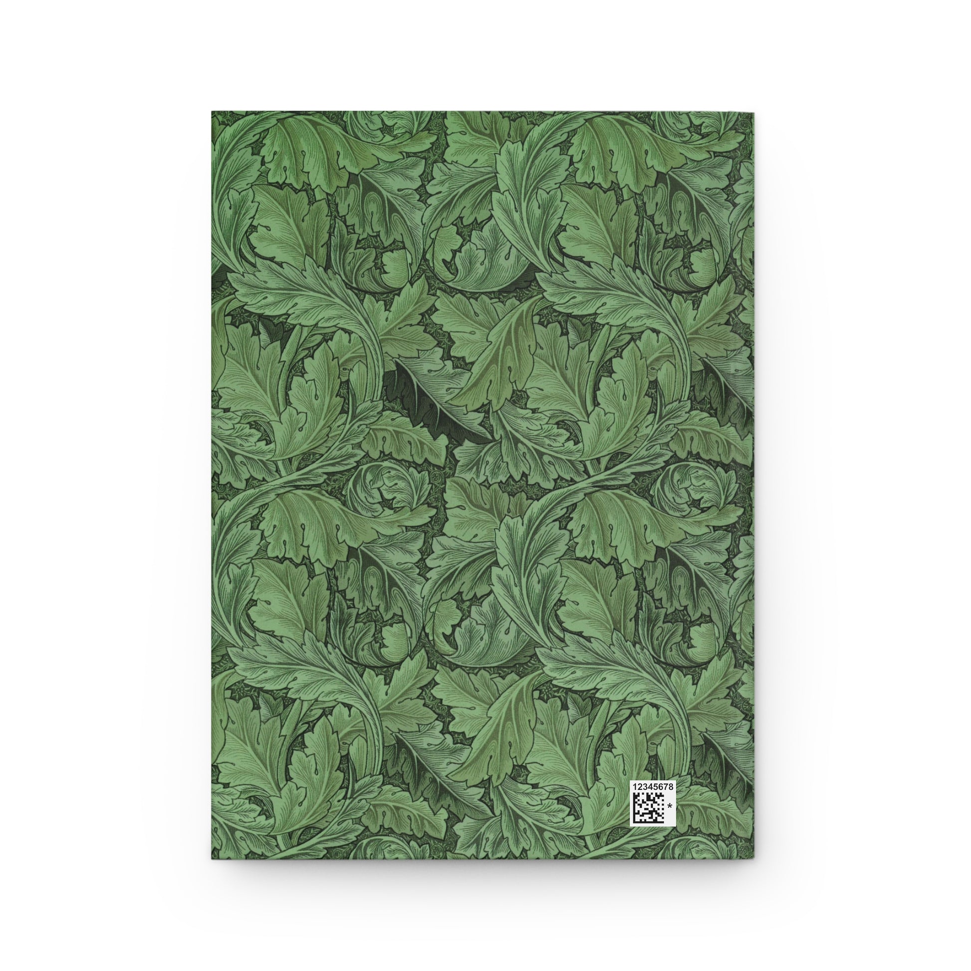 Notebook with green leaf pattern on a white background