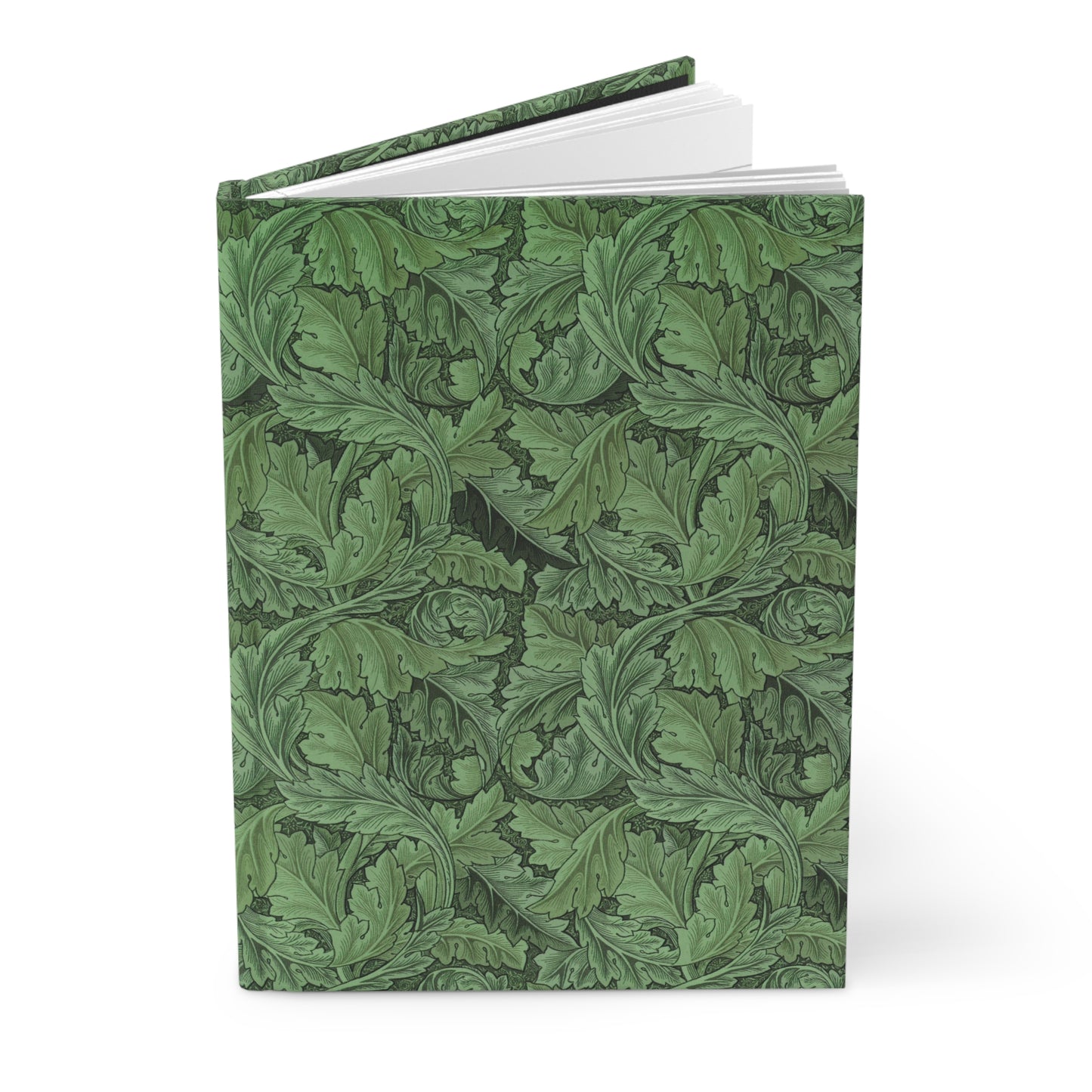 Green patterned notebook on a white background