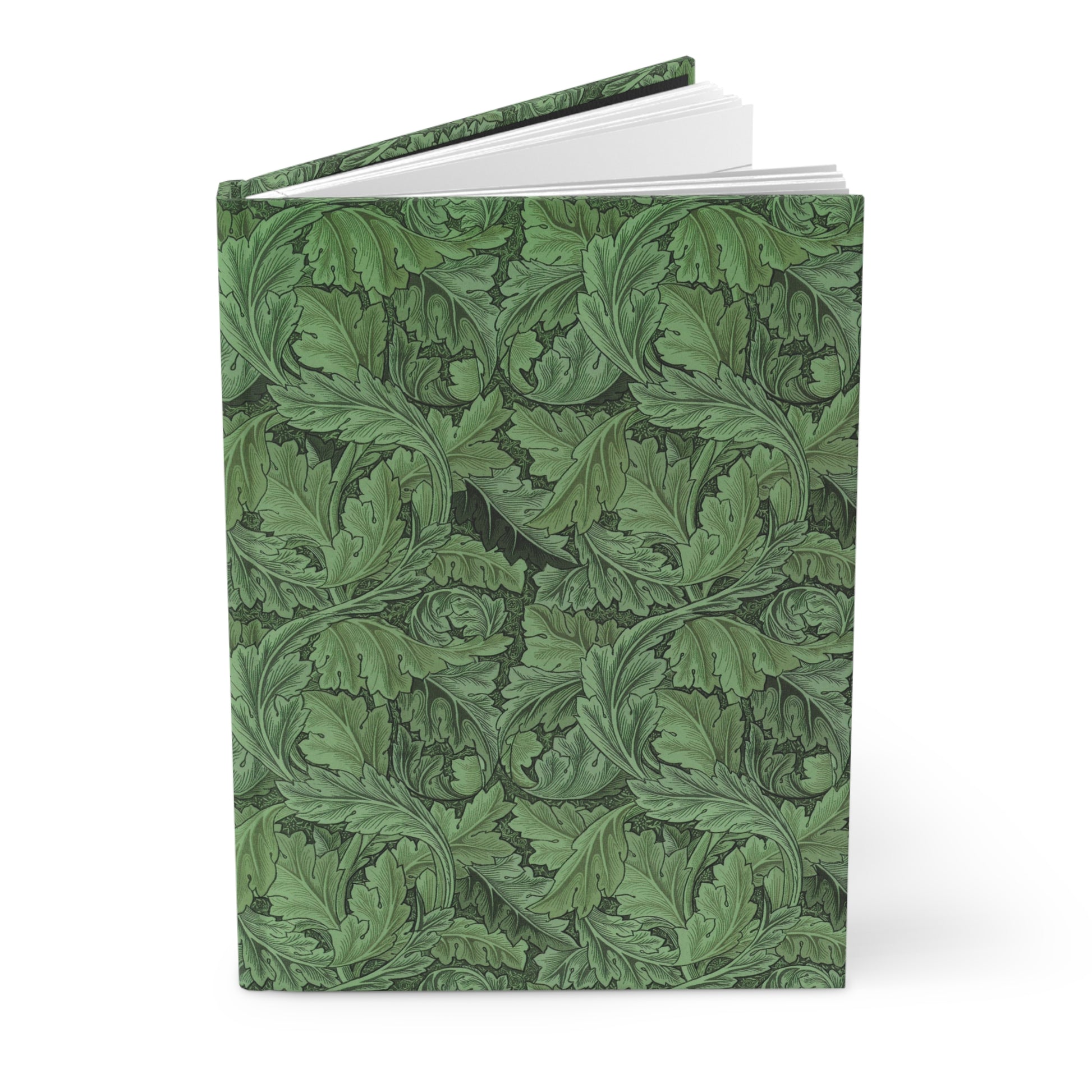 Green patterned notebook on a white background