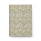 Notebook with a green and beige floral William Morris & Co pattern on a white background