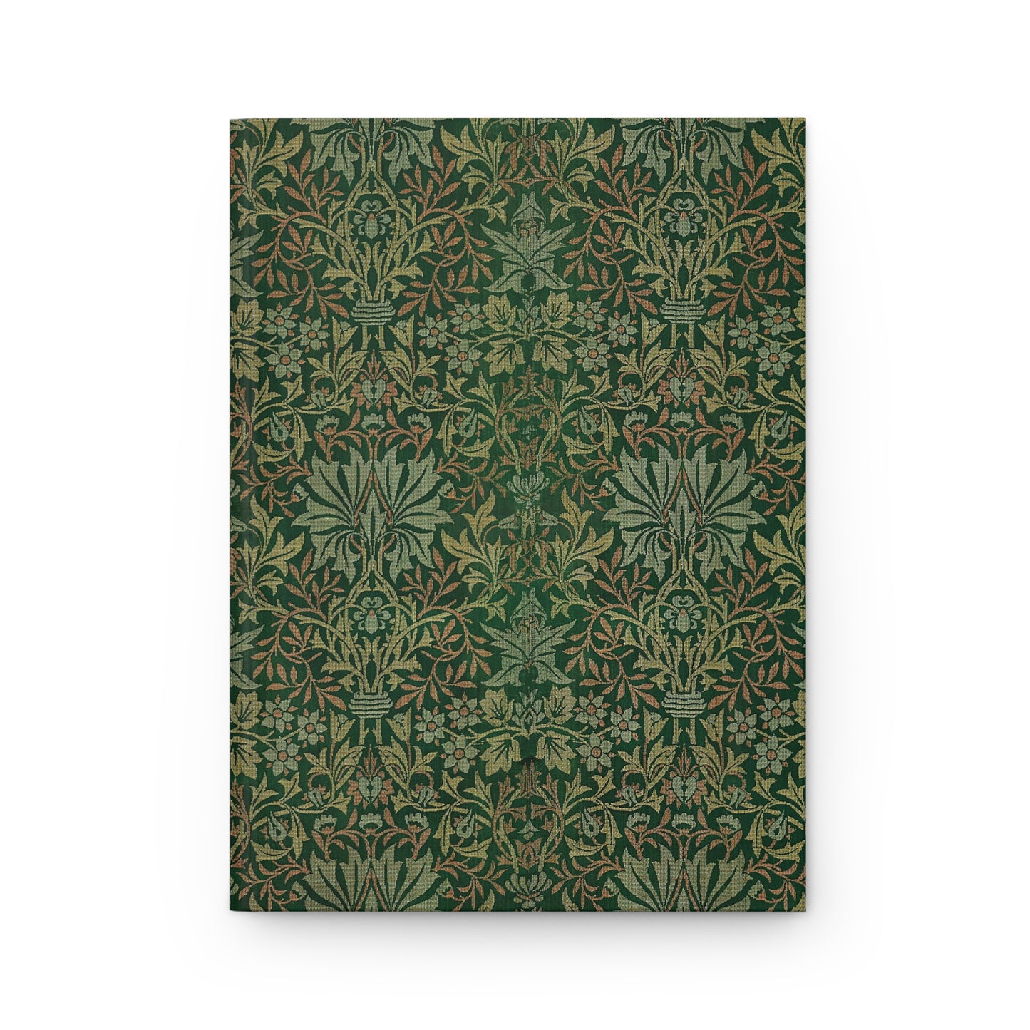 Notebook with a green floral pattern on a white background
