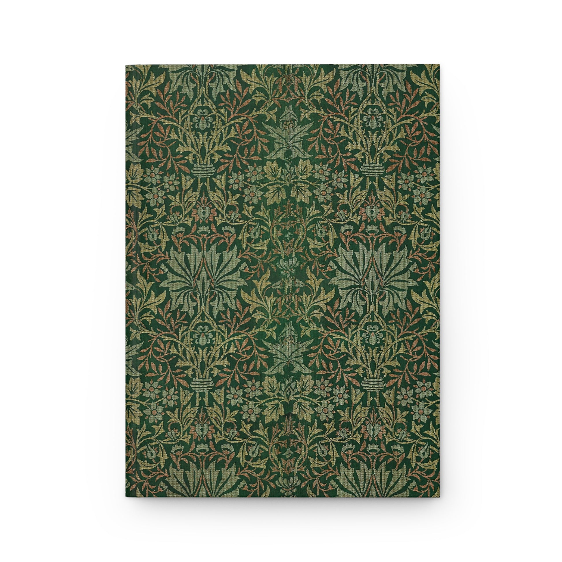 Notebook with a green floral pattern on a white background