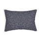A rectangular throw pillow featuring a dark gray and slate blue botanical damask pattern, shown against a plain white background.