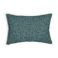 A rectangular throw pillow featuring a muted teal and dark teal botanical damask pattern, shown against a plain white background.