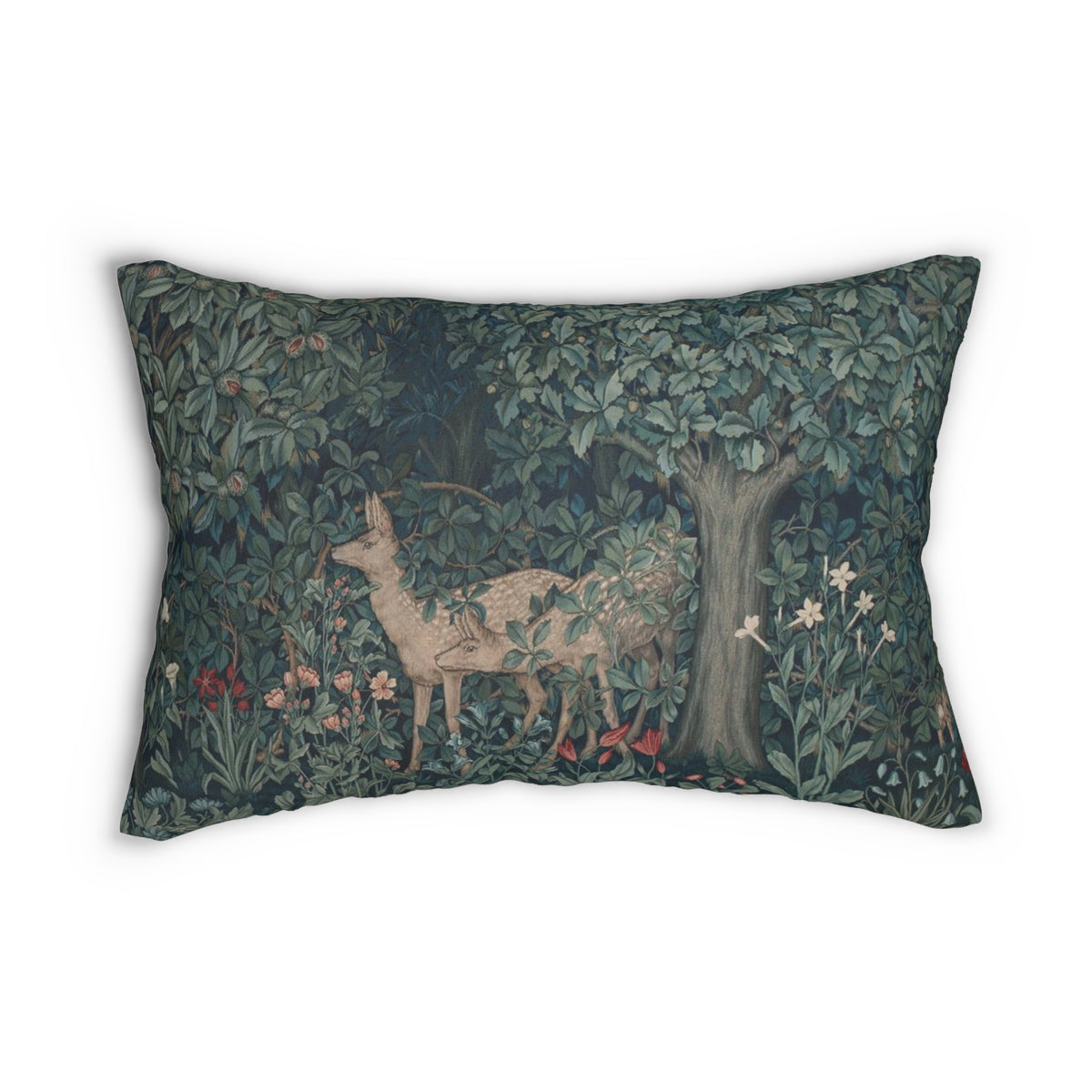 Lumbar Cushion designed by William Morris & Co in a floral pattern called Greenery Collection (Dear)