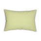A rectangular lumbar cushion with a green William Morris & Co floral pattern on a mildew-resistant spun polyester fabric, featuring a concealed beige zipper.